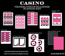 Casino Poker Vegas Birthday Party Printables Collection - Pink
